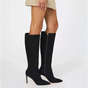 FRENCH CONNECTION MOLLY BLACK SUEDE KNEE LENGTH HEELED BOOTS SIZE 8 / 38M EU…